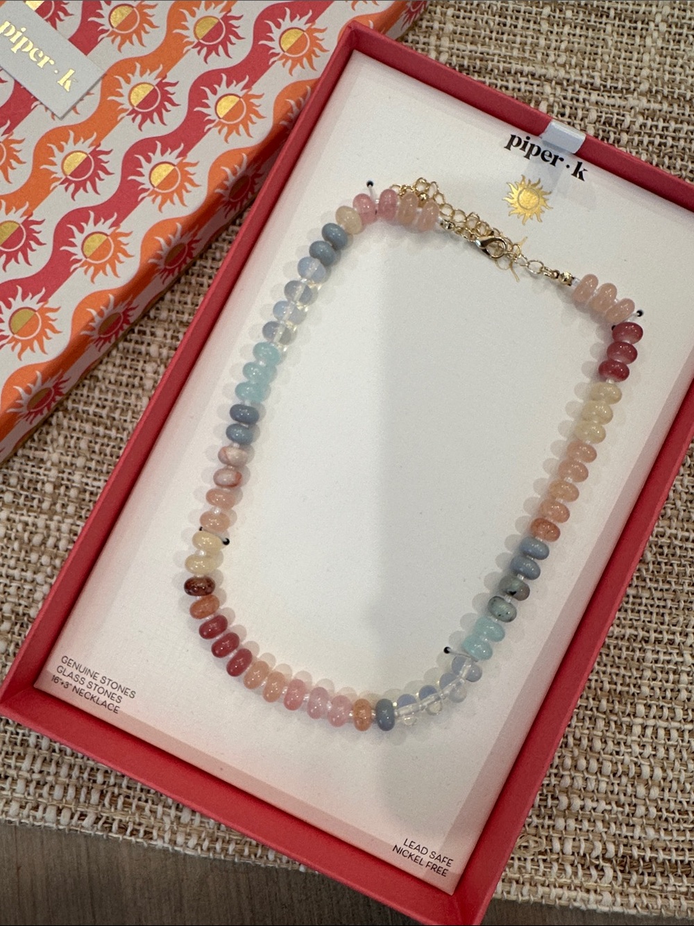 Piper Pastel Multicolor Glass Bead Necklace with Gold-Tone Clasp